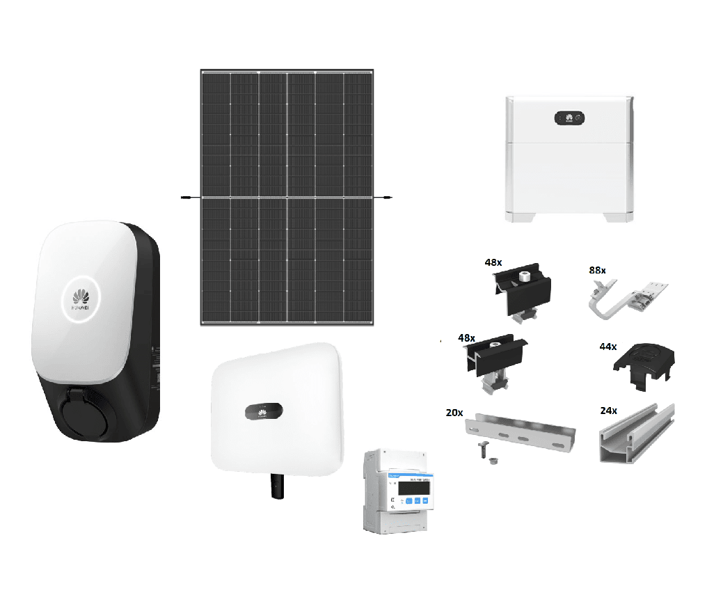 Vorteilspaket L: 10,56 kWp Set, Trina 440 Glas/Glas u. Huawei 10 KTL, 5 kW Speicher und K2 Montagesystem und Wallbox