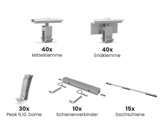 K2 Unterkonstruktionsset für 20 Module von K2, D-Dome, Flachdach, silber, OST/WEST
