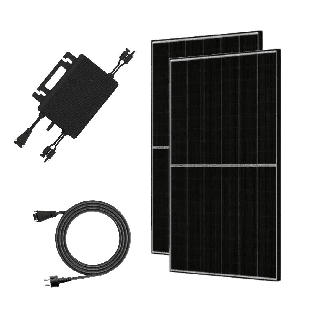 Steckerfertiges 850 Wp Glas-Glas Balkonkraftwerk mit Hoymiles HMS 800 Wifi & Kabel - VERSAND FREI <span style="color: #339966;">Vorkonfektionierte Solarkabel sind im Shop erhältlich (verschiedene Längen)!</span>