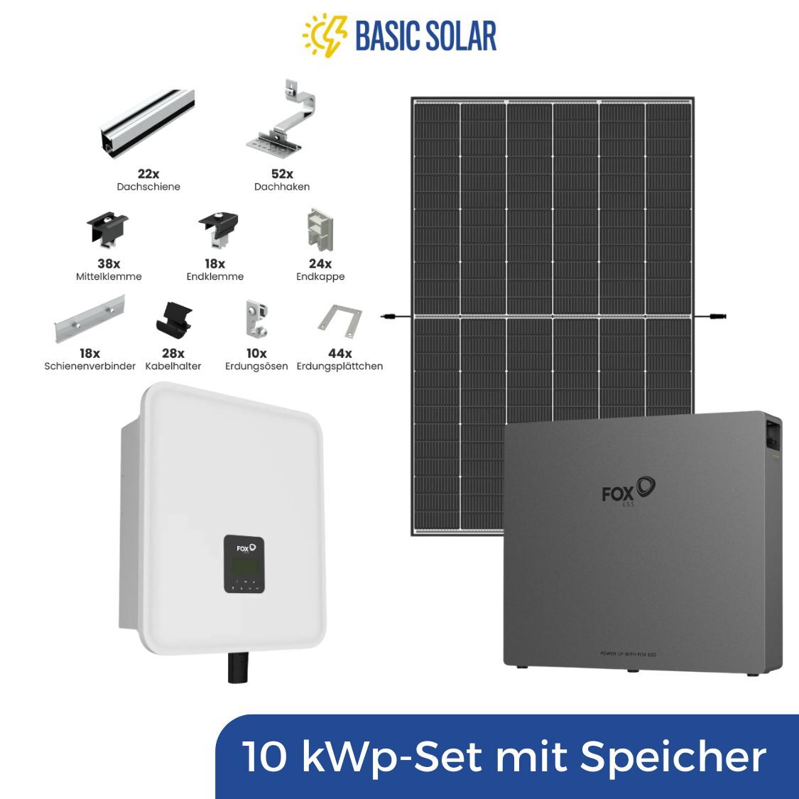 10 KW Set Solar 10 kWp PV-Komplettset mit 10 kW Speicher und Unterkonstruktion – Bild 1