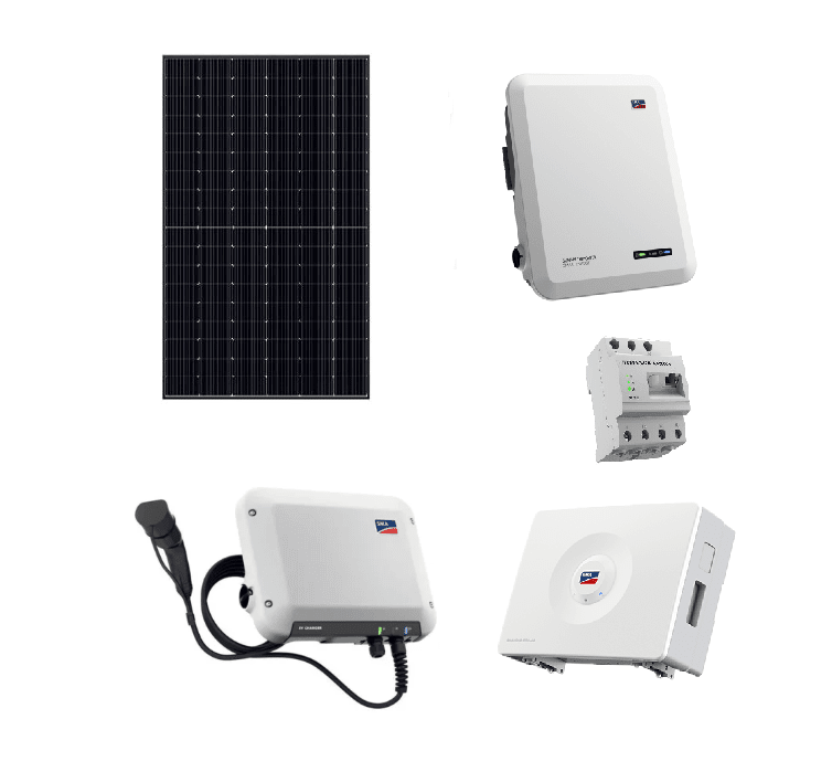 Vorteilspaket S: 6,3 kWp Set, Luxor 430 Glas/Glas, SMA 6.0 Tripower mit Homemanager, 6,5 kW SMA Speicher und Wallbox